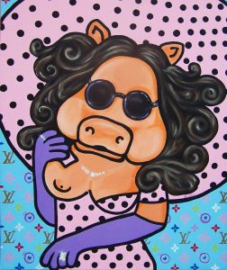 Painting of "Mizz Sofia Loren Piggie"... Pop Art by PicosPelegri.com